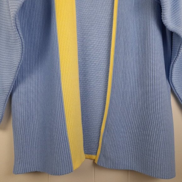Zephir Size L Long Sleeve Blue Yellow Open Front Women's Cardigan - Picture 3 of 6